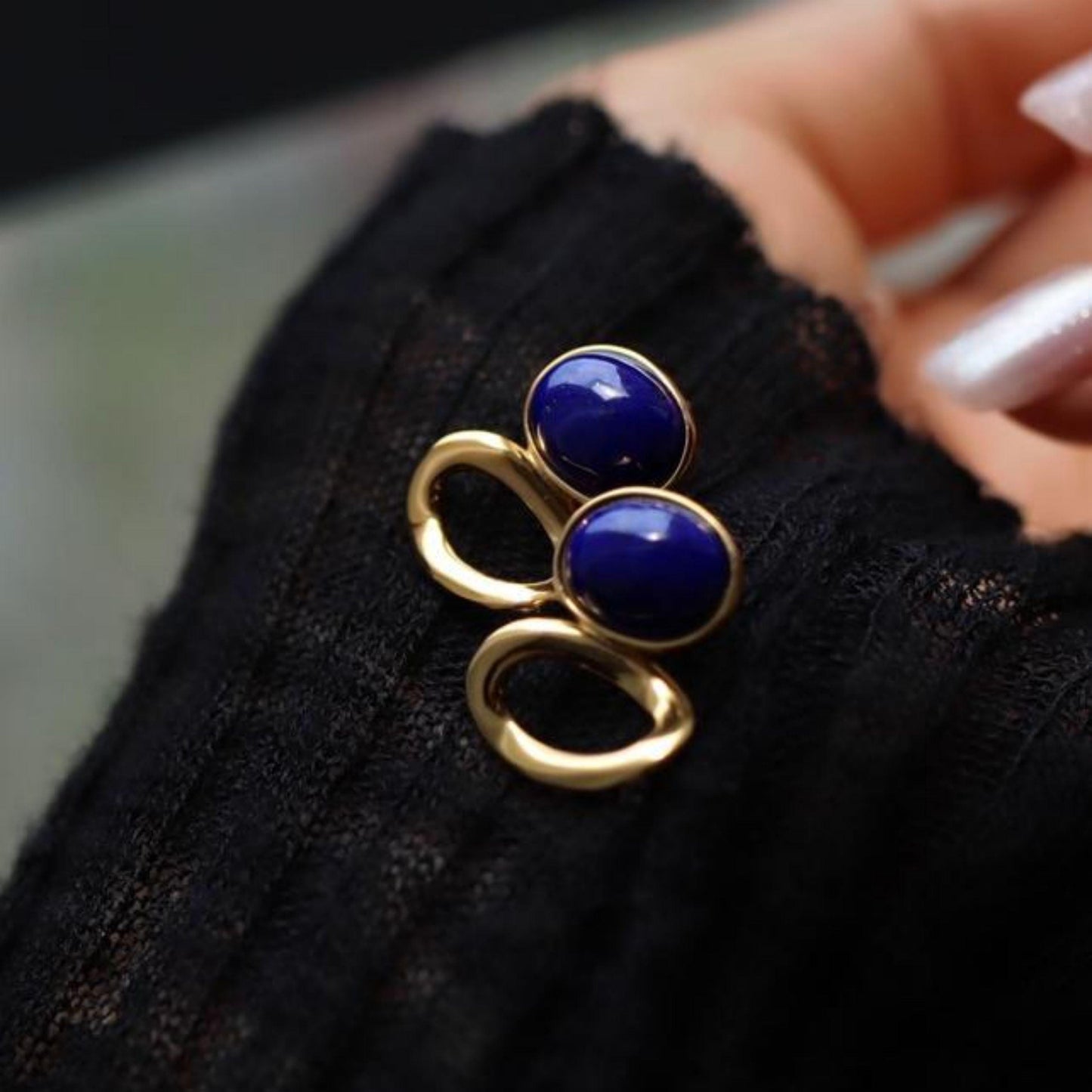 Natural Lapis lazuli Stud Earrings /Sterling 925Silver 18K Gold-Plated Lapis lazuli Studs/Customize gift box/anniversary gift/unique gift