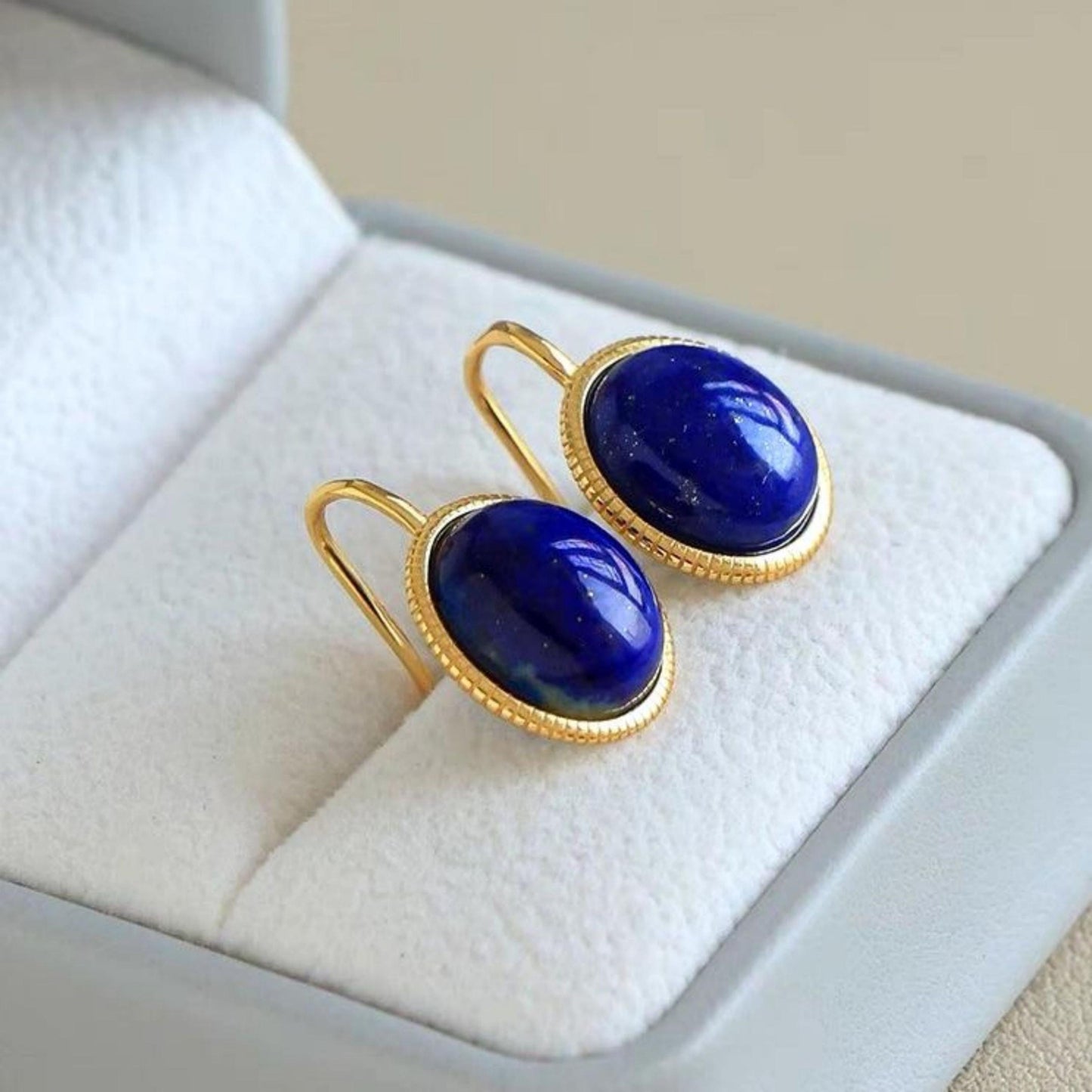 Natural Lapis lazuli Stud Earrings/Sterling 925 Silver Gold-Plated Lapis lazuli Studs/Customize gift box/anniversary gift/minimalist studs