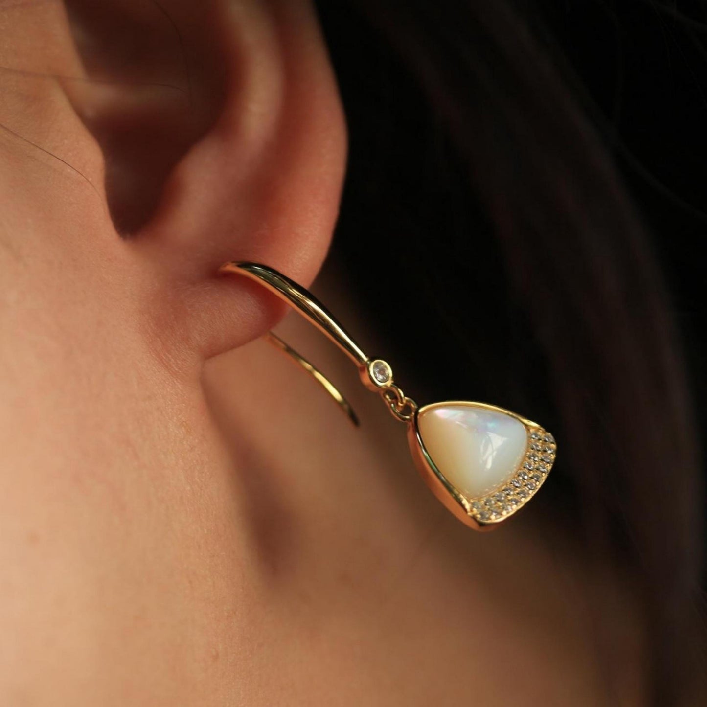 Natural white shell dangle Earrings/Sterling 925Silver 18KGold-Plated shell drops/Customize gift box/anniversary gift/vintage earrings gift