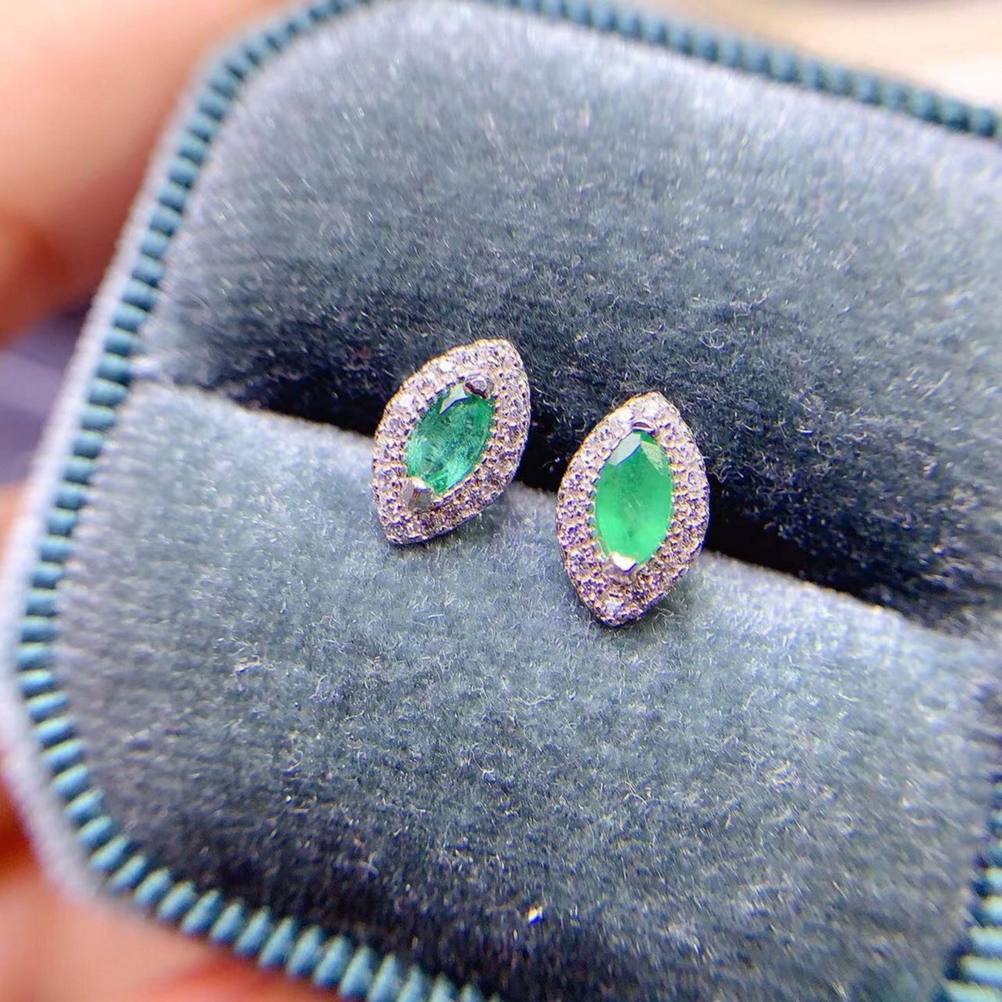 Natural emerald Stud Earrings /Sterling 925Silver 18K Gold-Plated emerald Studs/Customize gift box/May birthstone gift/anniversary gift