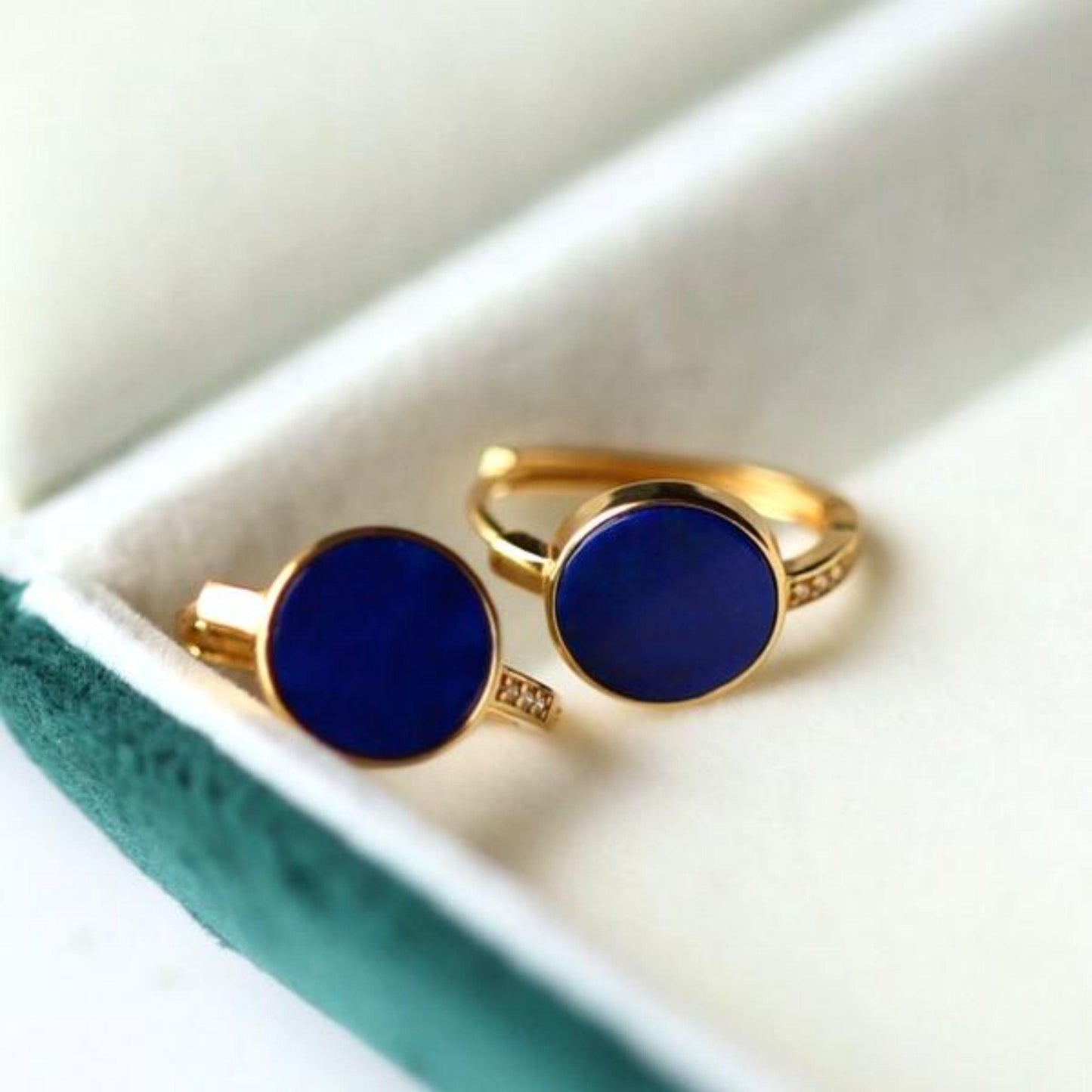 Natural Lapis lazuli Stud Earrings/Sterling 925 Silver Gold-Plated Lapis lazuli Studs in Mother of Pearl/Customize gift box/anniversary gift