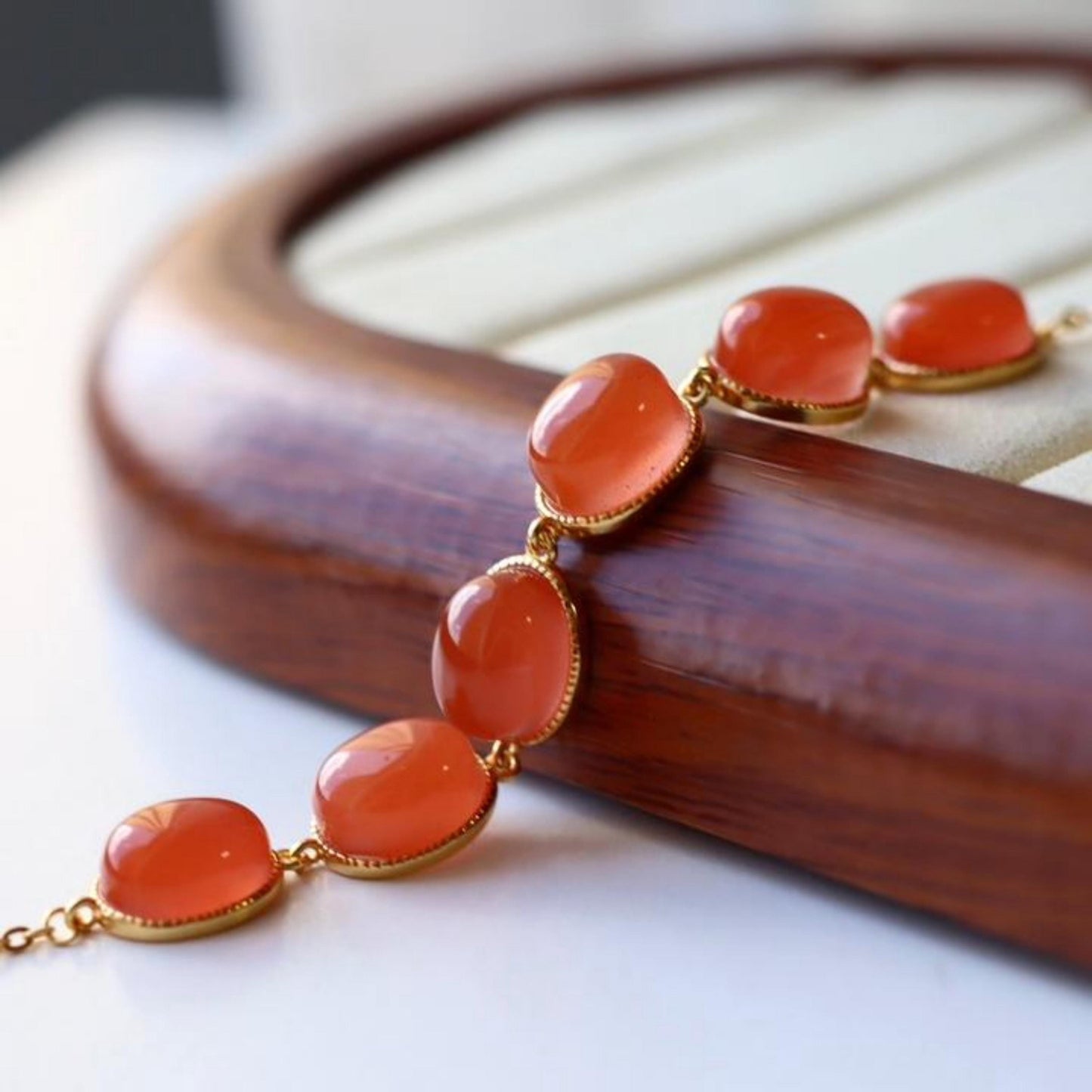 Natural red agate bracelet/Sterling 925Silver 18KGold-Plated agate bracelet/Customize gift box/anniversary bracelet gift/dainty silver gift