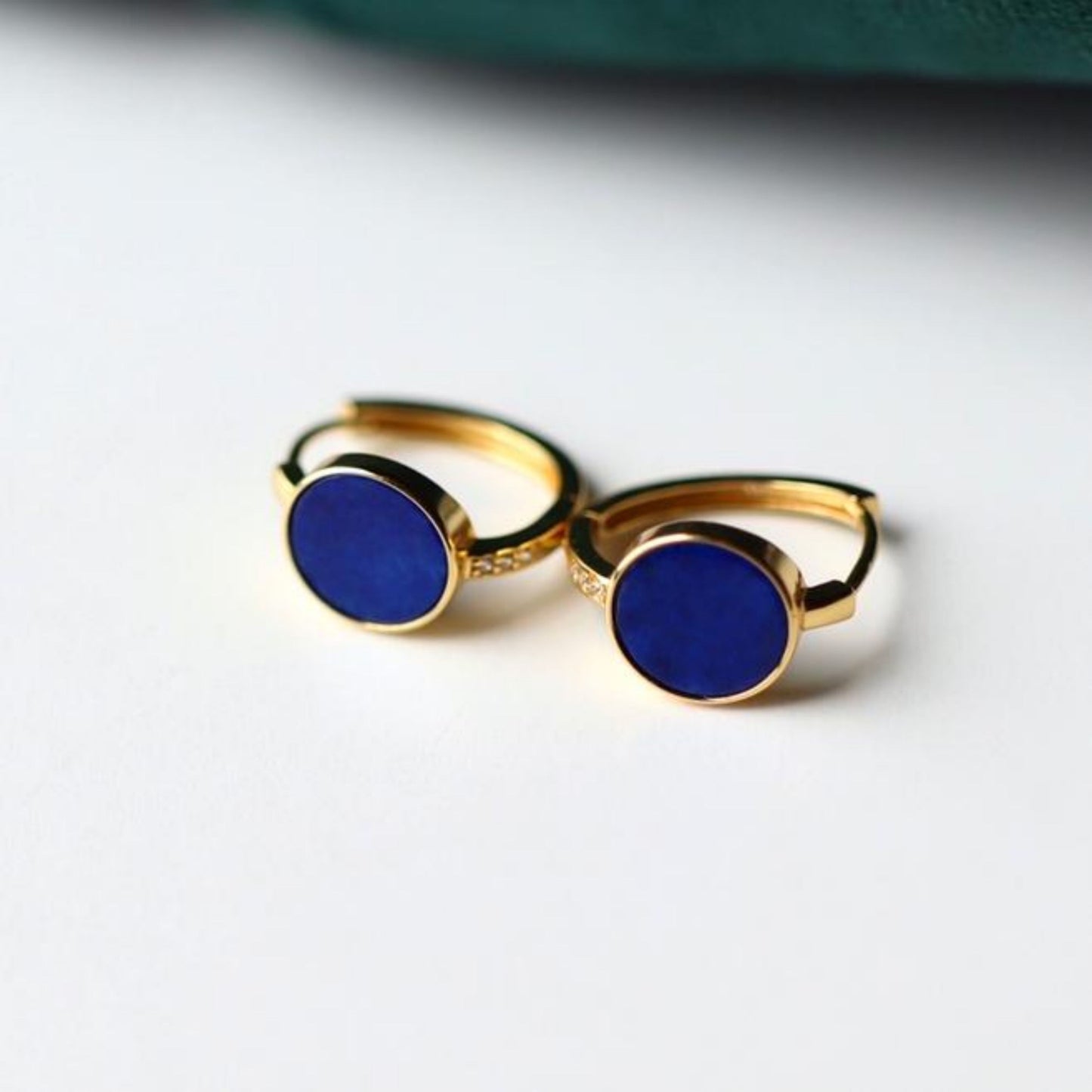 Natural Lapis lazuli Stud Earrings/Sterling 925 Silver Gold-Plated Lapis lazuli Studs in Mother of Pearl/Customize gift box/anniversary gift (Copy)